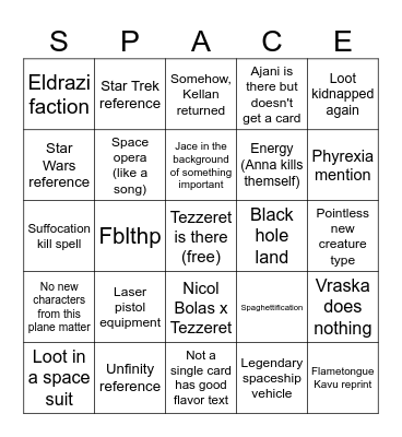 Space Opera Set Bingo Card