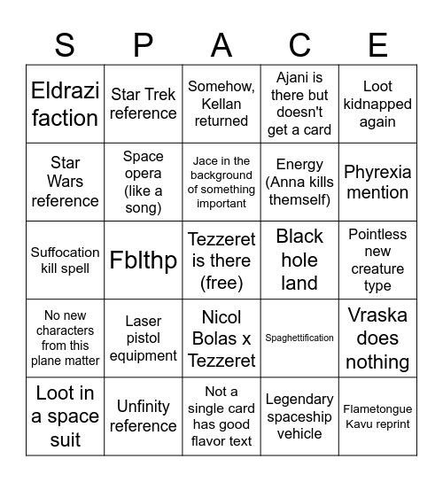 Space Opera Set Bingo Card