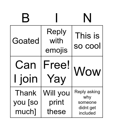 LTART BINGO Card