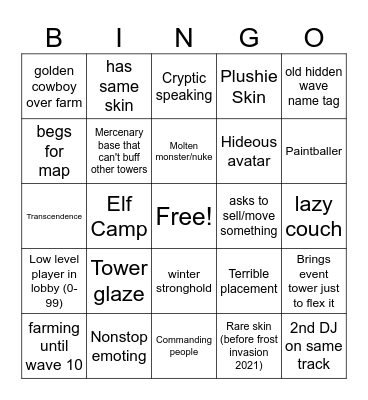 TDS Bingo Card