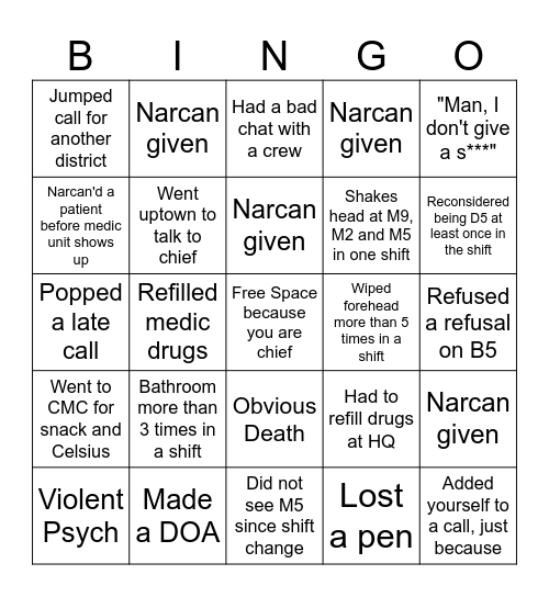 D5 Bingo Card