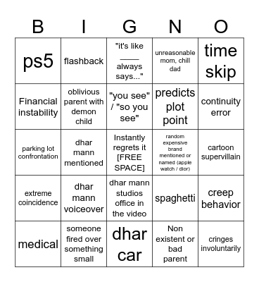 Dhar Mann Bingo v4 Bingo Card