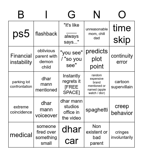 Dhar Mann Bingo v4 Bingo Card