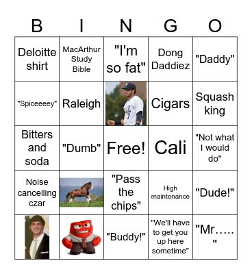 Tom and Trey's Bingo Card