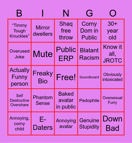 VRChat Bingo! Bingo Card