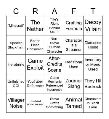 del's Minecraft Bingo Card