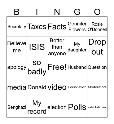 Presidential Debate #2 Bingo Card