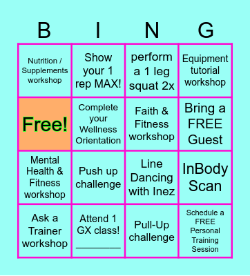 YMCA WELLNESS WEEK! APRIL 7 - 12 Bingo Card