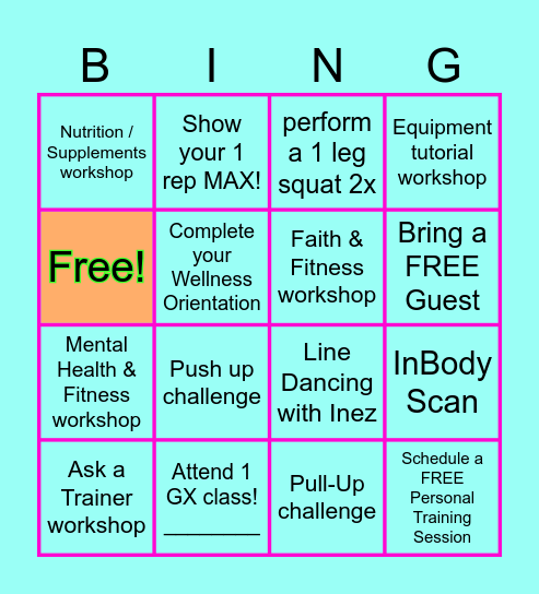 YMCA WELLNESS WEEK! APRIL 7 - 12 Bingo Card