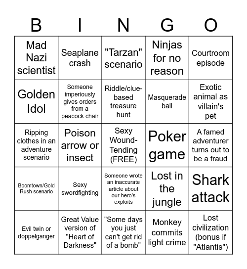 Don P. Bellisario Bingo Card