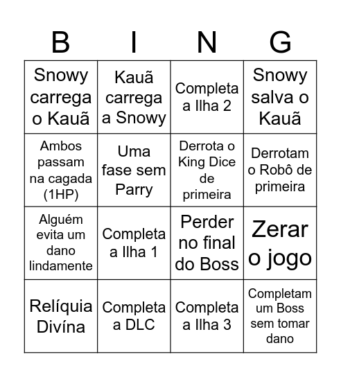 Cuphead com a Snowy Bingo Card