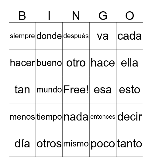 Lista 4 Bingo Card