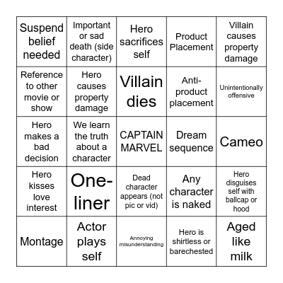 CAPTAIN MARVEL Bingo Card