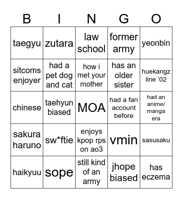 inuyuta bingo Card