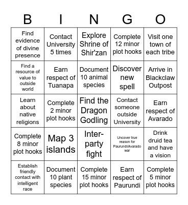 Level Up Bingo Card