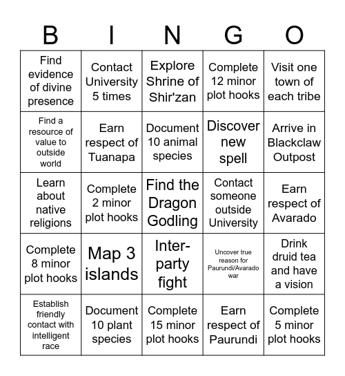 Level Up Bingo Card