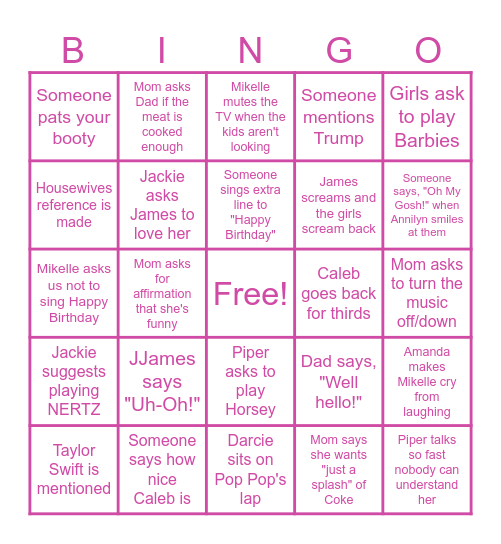 Mikey's Surprise Birthday Party! Bingo Card