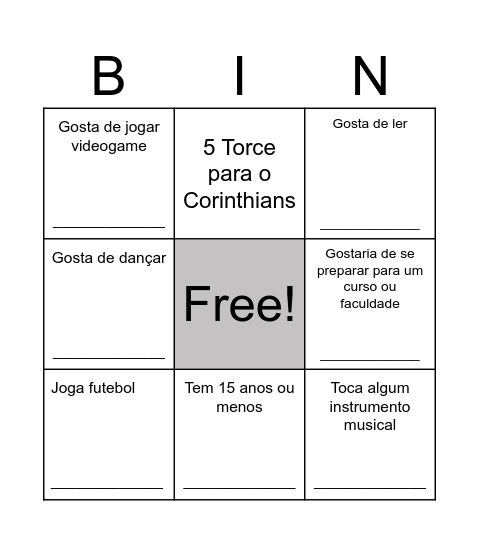 Bingo humano Bingo Card