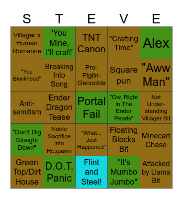 Minecraft Movie Bingo Card