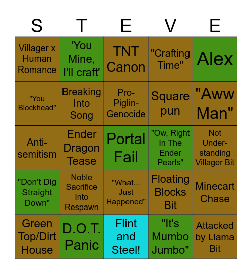 Minecraft Movie Bingo Card
