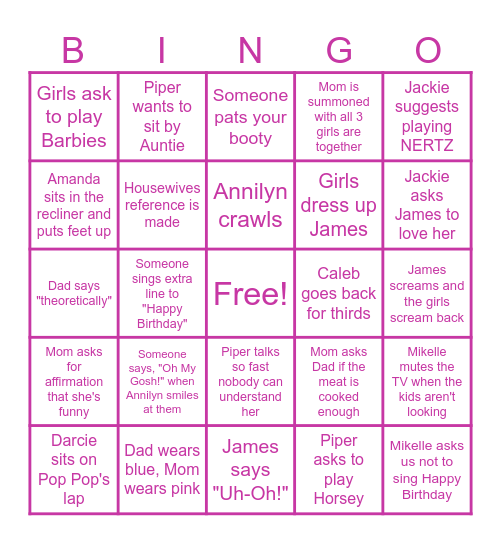 Mikey's Surprise Birthday Party! Bingo Card