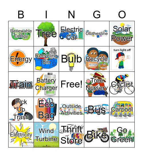 Save Energy Bingo Card