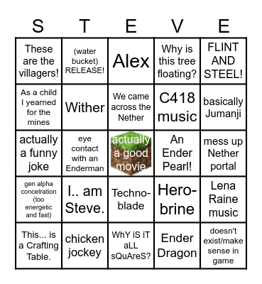 Minecraft Movie Bingo 2 Bingo Card