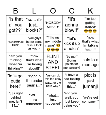 MINECRAFT BINGO!!!!!! Bingo Card