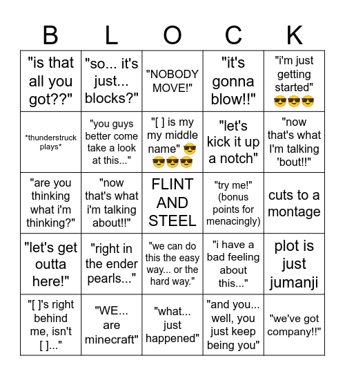 MINECRAFT BINGO!!!!!! Bingo Card