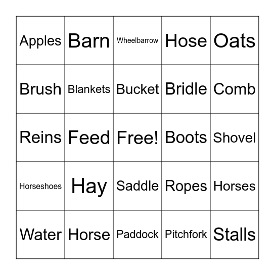 Bingo Barn Bingo Card