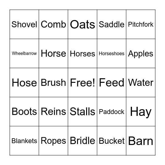 Bingo Barn Bingo Card