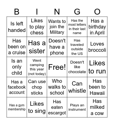 Find Some Who ... Bingo Card