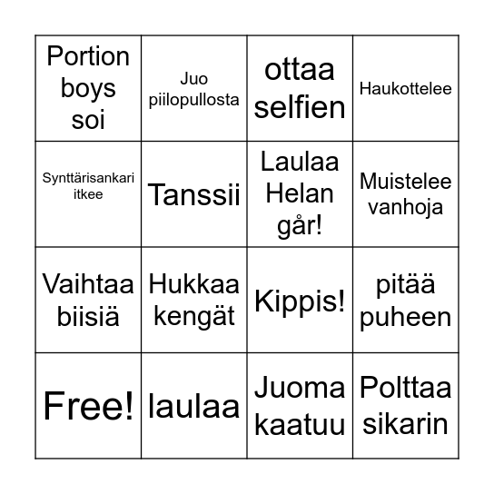 Synttäribingo 🎉 Bingo Card