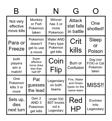 Then we fight bingo Luke Evolution Bingo Card