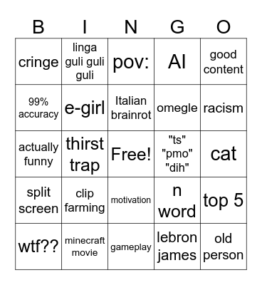 ig reels cirine Bingo Card