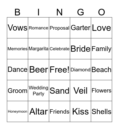 Engagment Party Bingo!!!! Bingo Card