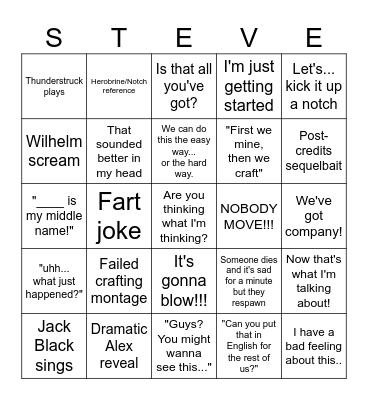 Minecraft Bingo Card