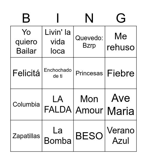 LUCIAS´S 25 Bingo Card