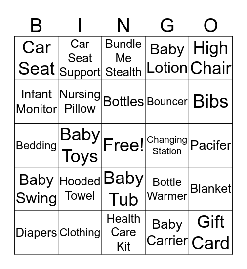 "Maisy Pate" Baby Gift Bingo Card