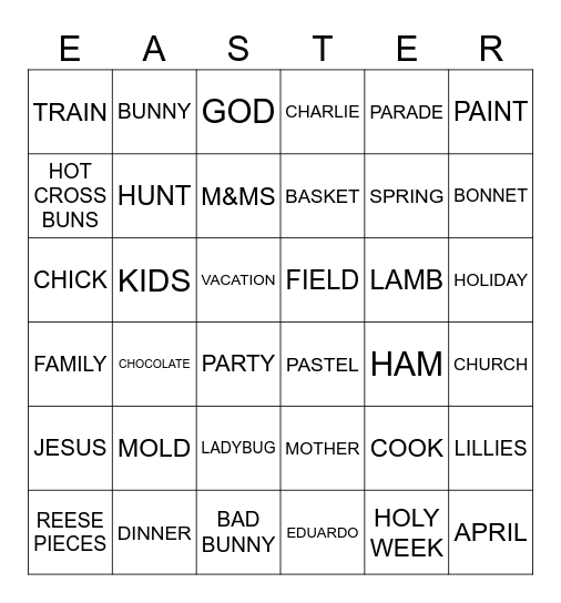 Easter Bingo Card