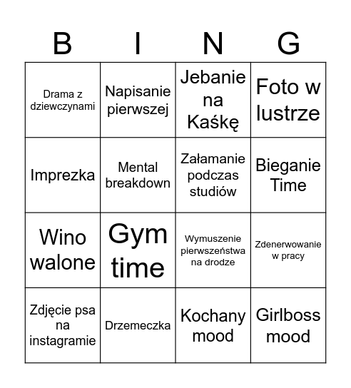 Natalia Włodarczyk Bingo Card