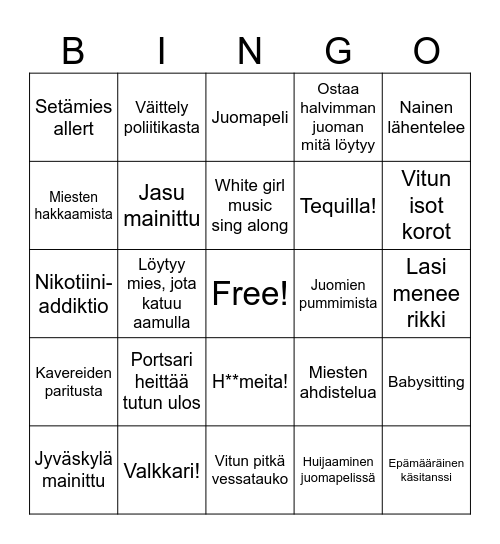 JENNIKAN BAARI-ILTA Bingo Card