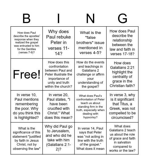 Week Two: The Freedom Zone Bingo Card