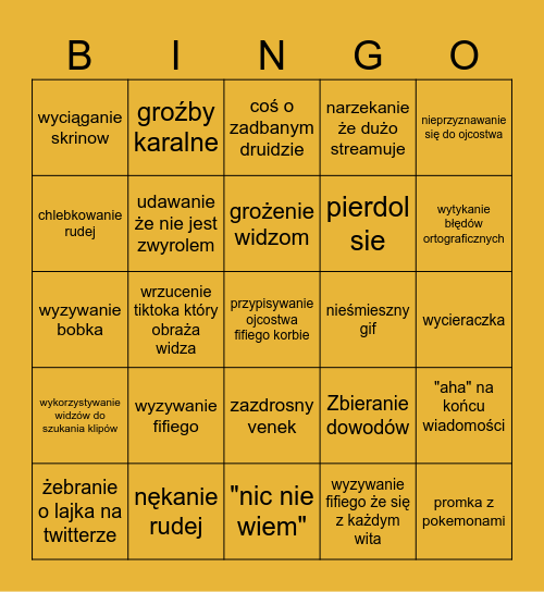 dc bingo venek Bingo Card