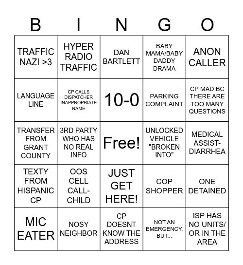 Dispatch Bingo Card