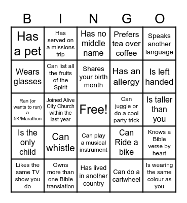 Find someone who...... Bingo Card