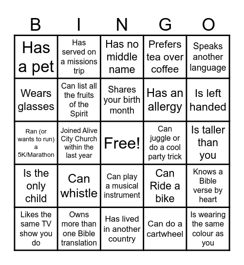 Find someone who...... Bingo Card