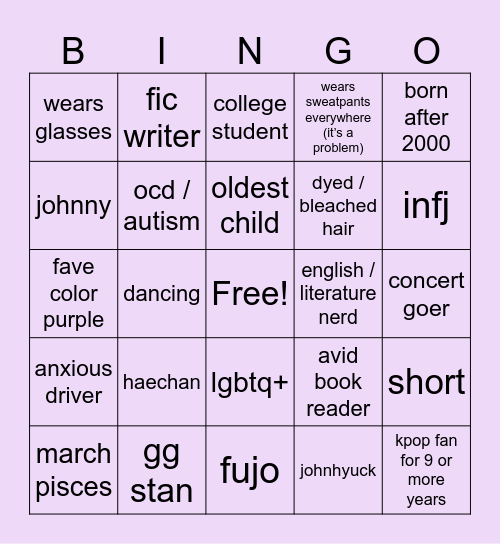 Irene Bingo Card