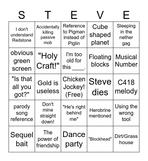 Minecraft Bingo Card