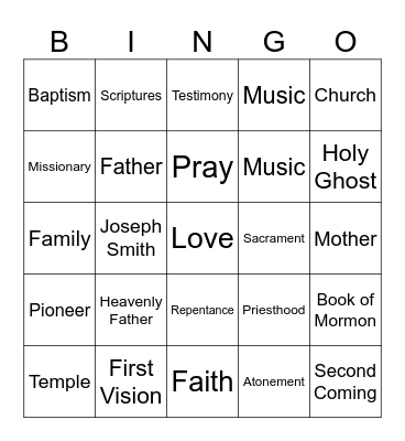 General Conference Bingo Card